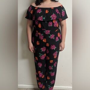 Torrid Black Floral Off-Shoulder Jumpsuit